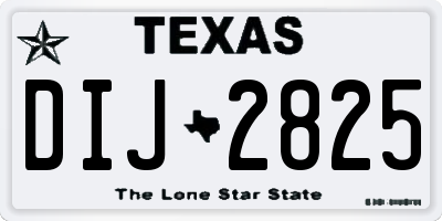 TX license plate DIJ2825