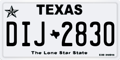 TX license plate DIJ2830