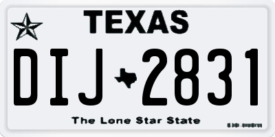 TX license plate DIJ2831
