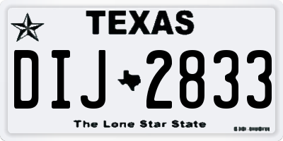 TX license plate DIJ2833