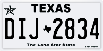 TX license plate DIJ2834