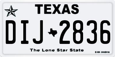 TX license plate DIJ2836