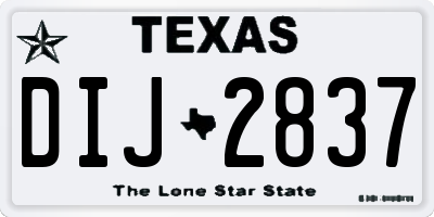 TX license plate DIJ2837