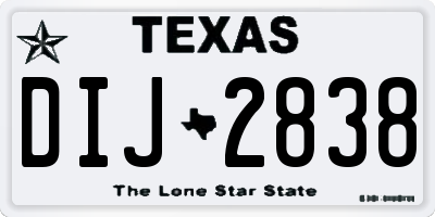 TX license plate DIJ2838