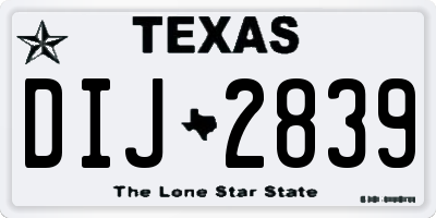 TX license plate DIJ2839
