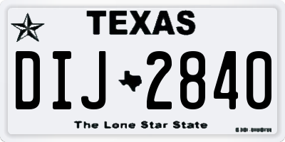 TX license plate DIJ2840