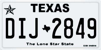 TX license plate DIJ2849