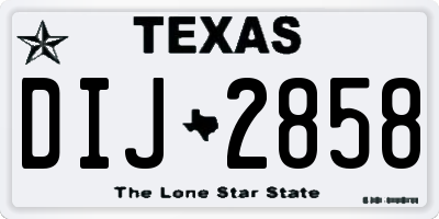 TX license plate DIJ2858