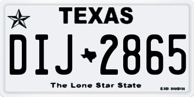 TX license plate DIJ2865