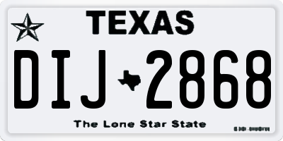 TX license plate DIJ2868