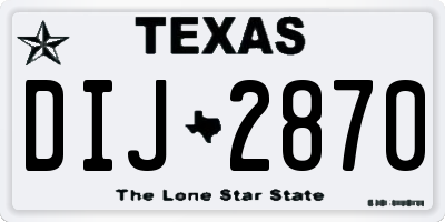 TX license plate DIJ2870
