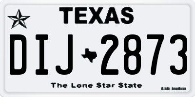 TX license plate DIJ2873