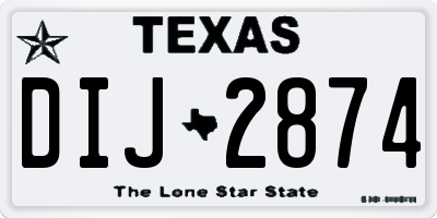 TX license plate DIJ2874