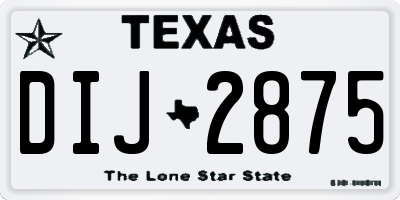 TX license plate DIJ2875