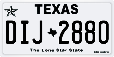 TX license plate DIJ2880