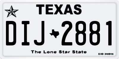 TX license plate DIJ2881