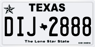 TX license plate DIJ2888
