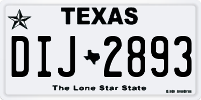 TX license plate DIJ2893
