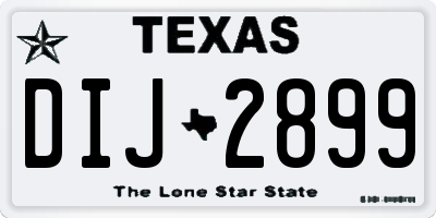 TX license plate DIJ2899