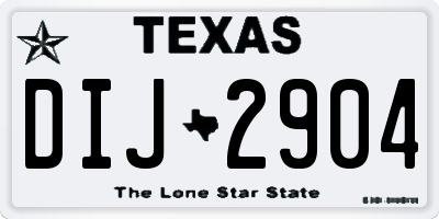 TX license plate DIJ2904