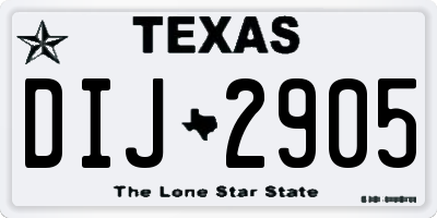 TX license plate DIJ2905