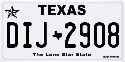 TX license plate DIJ2908