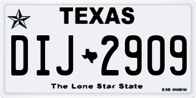 TX license plate DIJ2909