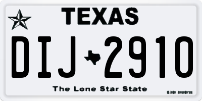 TX license plate DIJ2910