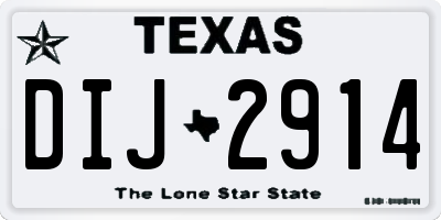 TX license plate DIJ2914