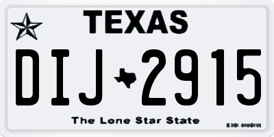 TX license plate DIJ2915