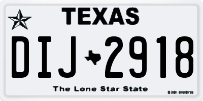 TX license plate DIJ2918