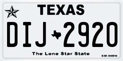 TX license plate DIJ2920