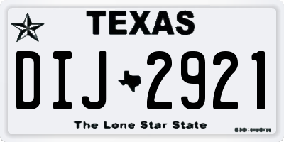 TX license plate DIJ2921