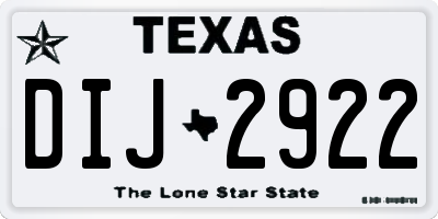 TX license plate DIJ2922