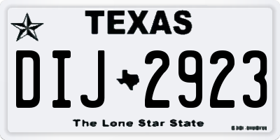 TX license plate DIJ2923