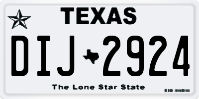 TX license plate DIJ2924