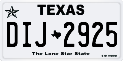 TX license plate DIJ2925