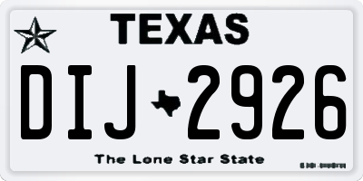 TX license plate DIJ2926