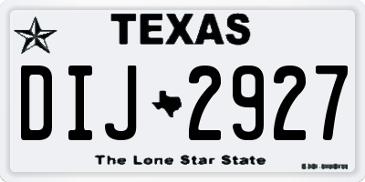 TX license plate DIJ2927