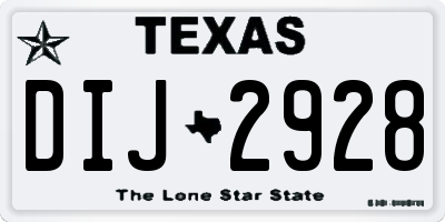 TX license plate DIJ2928