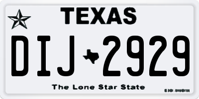 TX license plate DIJ2929