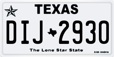 TX license plate DIJ2930