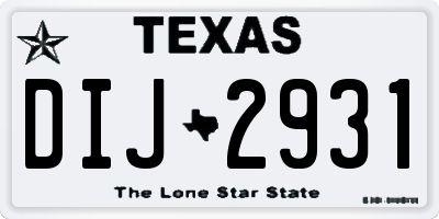 TX license plate DIJ2931