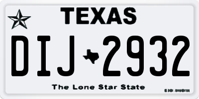 TX license plate DIJ2932