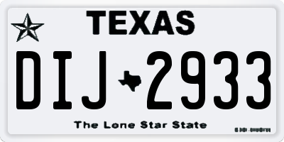 TX license plate DIJ2933