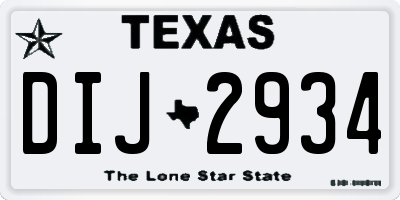 TX license plate DIJ2934