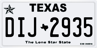 TX license plate DIJ2935
