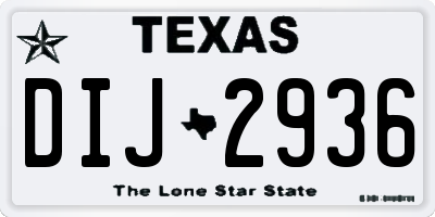 TX license plate DIJ2936