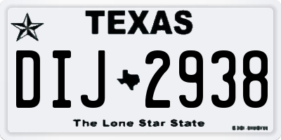 TX license plate DIJ2938