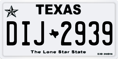 TX license plate DIJ2939